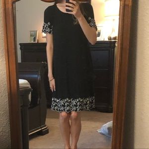 Black Loft short sleeve swing dress, size XS